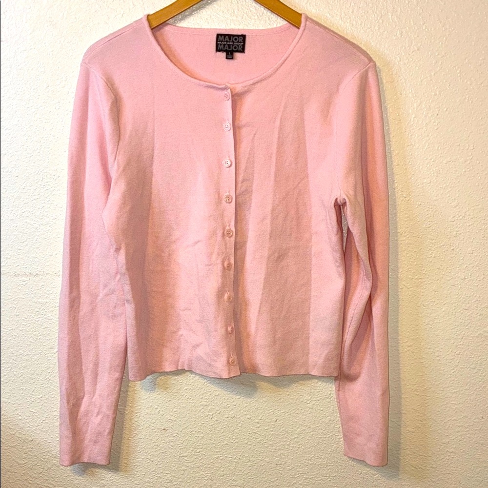 Pink Button-Up Cardigan